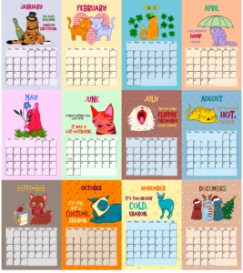 Grumpy Cats Illustrated 2025 Calendar