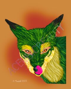 Green Fox - Colorful Animal Art Print