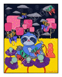 Hooka'd On Sloths | Surreal Giclee Art Print | 8x10