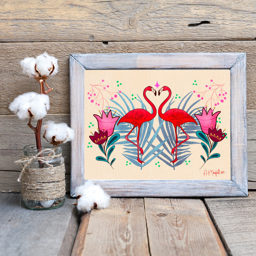 Tropical Flamingo Giclee Print | 8x10