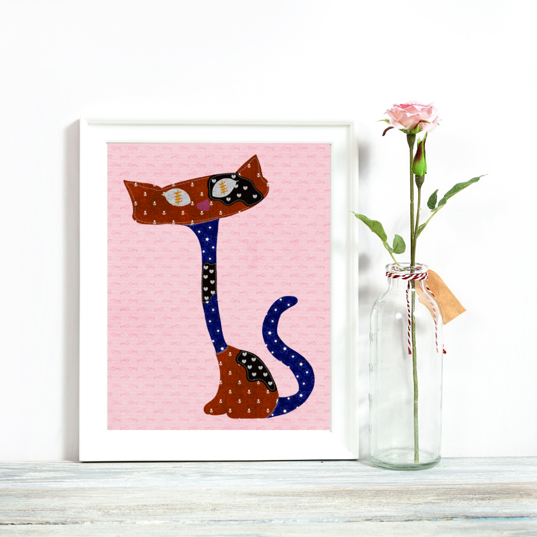 Tall Cat Giclee Print | Abstract Cat Art | 8x10