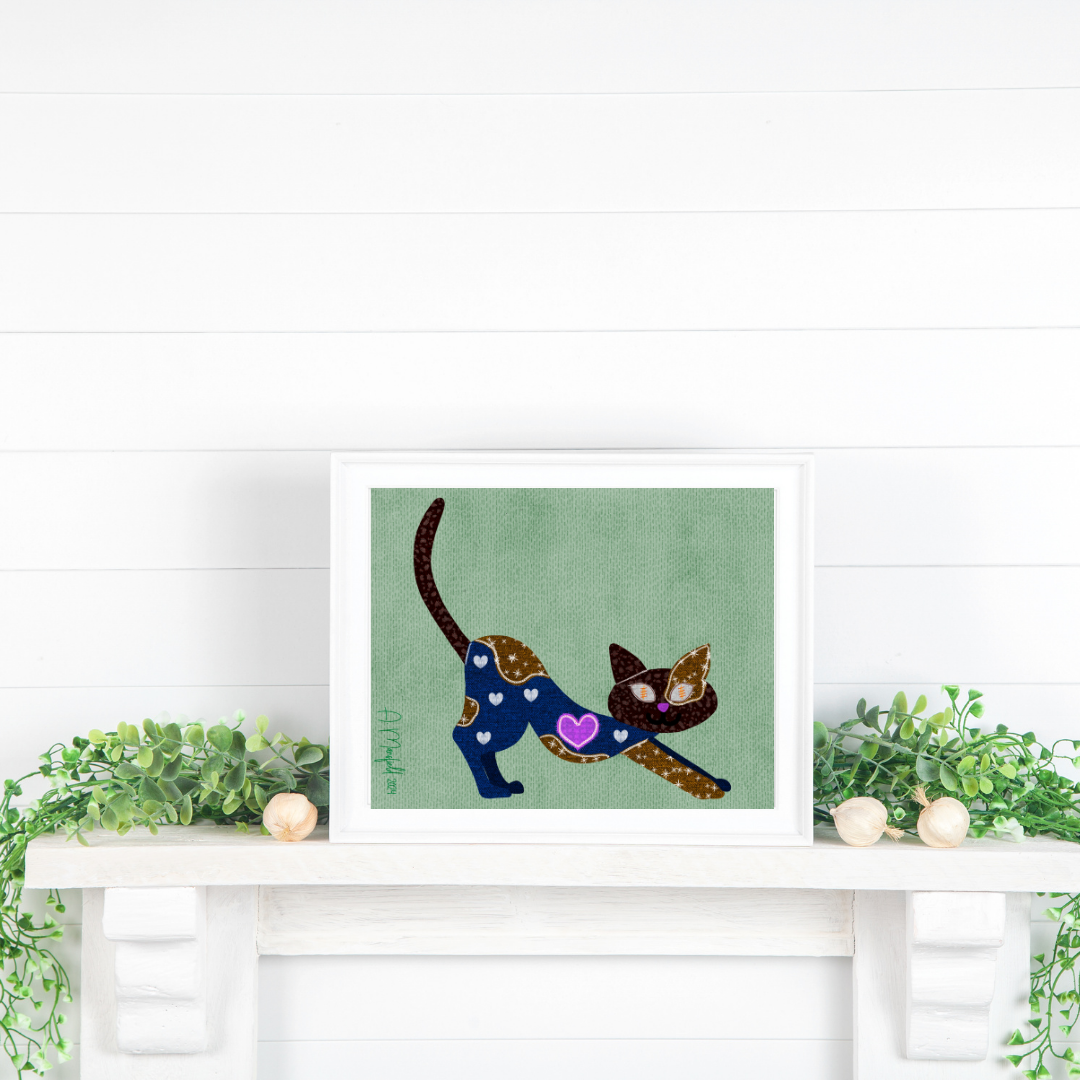 The Stretch | Abstract Cat Giclee Art Print | 8x10