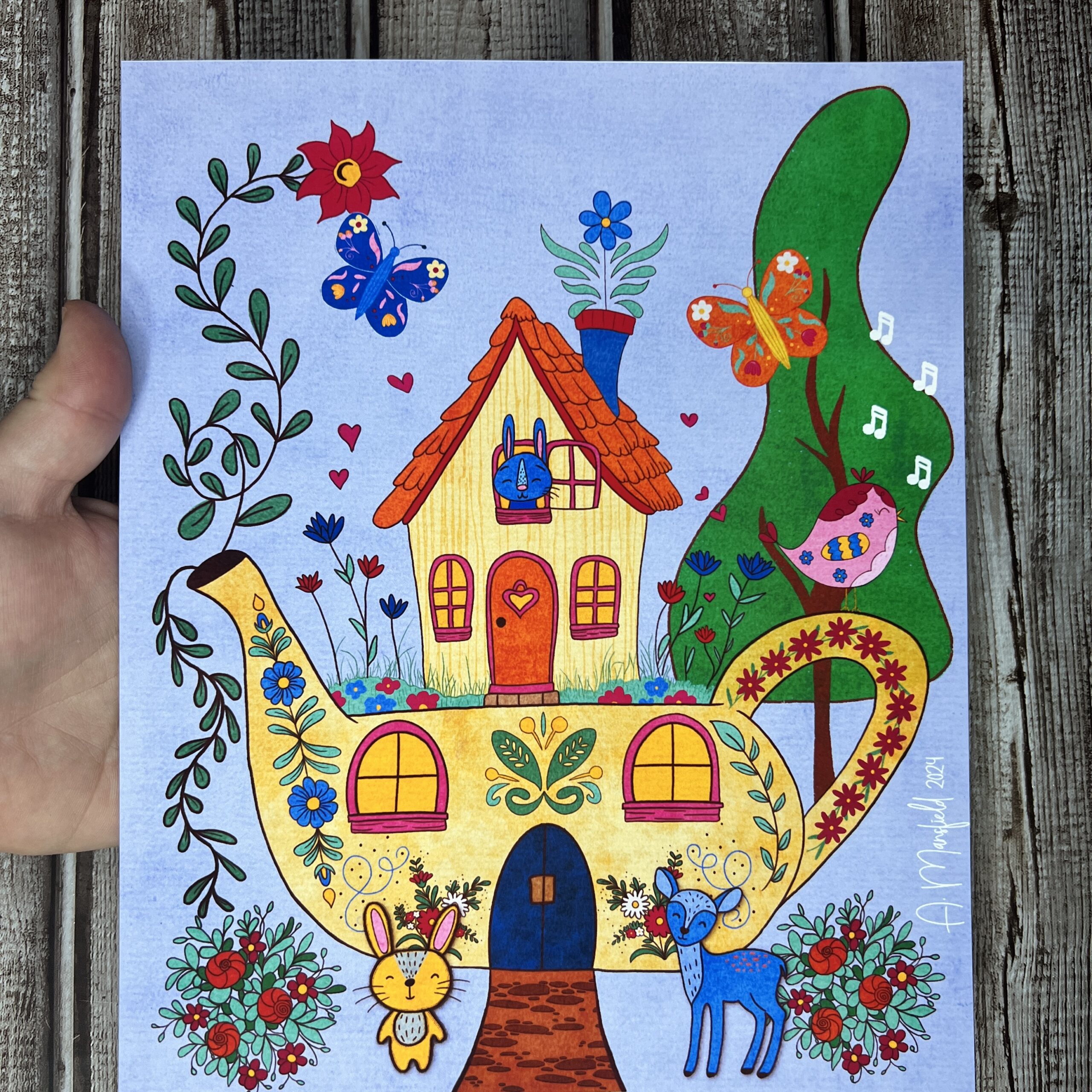 Woodland Teahouse Giclee Print | 8x10