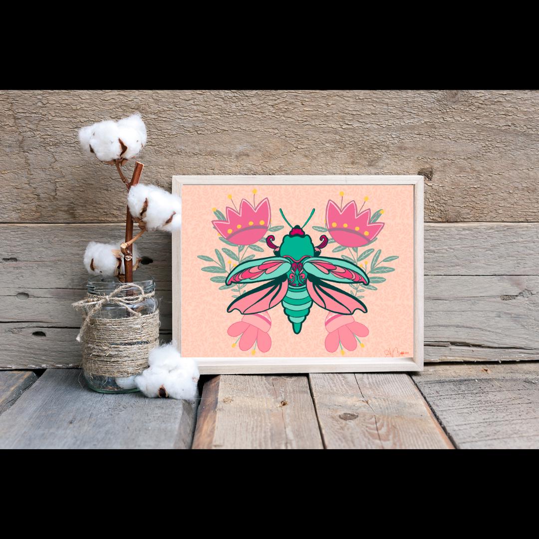 Buggin' Out #5 | Original Beetle Artwork | Whimsical Nature Art Print | 8x10