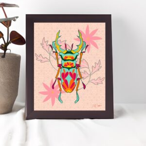 Buggin' Out #2 | Original Beetle Artwork | Nature Giclee Print in Orange and Green