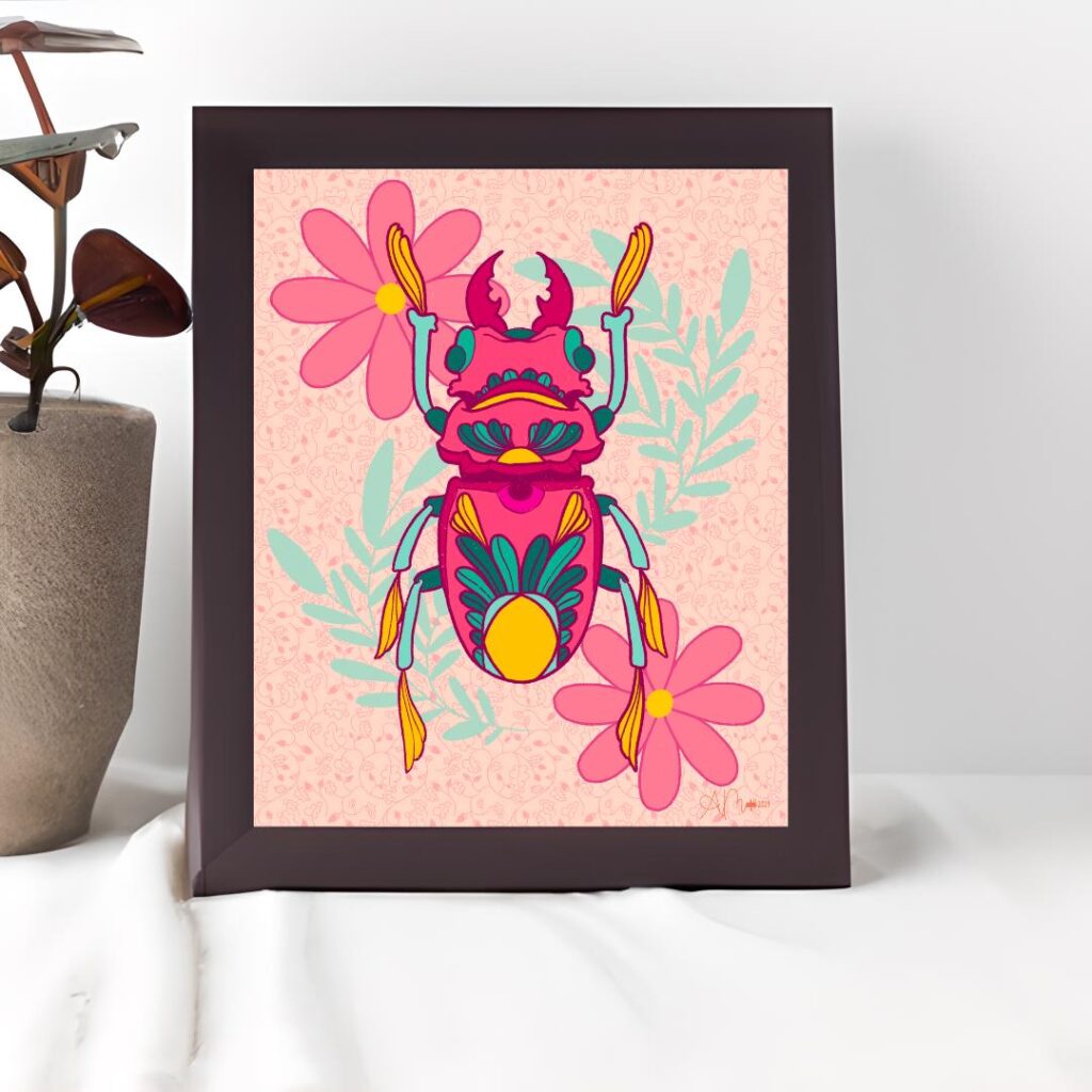 Buggin' Out #3 | Original Beetle Artwork | Whimsical Nature Art Giclee Print