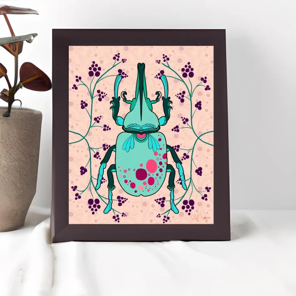 Buggin' Out #1 | Original Beetle Artwork | Whimsical Nature Art Giclee Print
